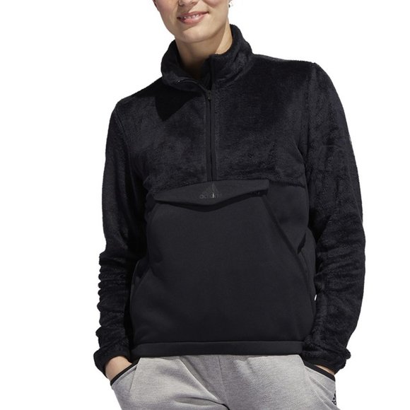 ADIDAS Black Fleece Half Zip Jacket - Picture 1 of 3